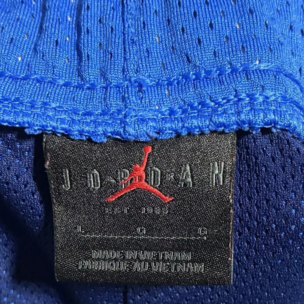 Nike Jordan Mesh Basketball Shorts Large Blue Athletic Drawstring Jumpman DV7742